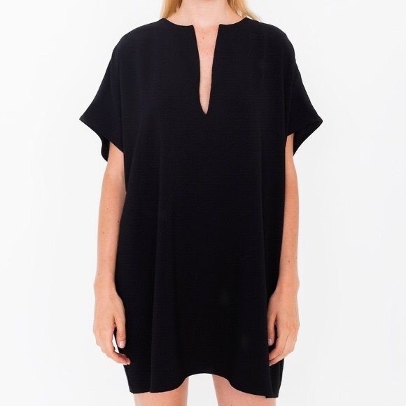American Apparel Crepe Shift Dress Black Cocktail Mini Dress Size XS/S - Picture 1 of 7
